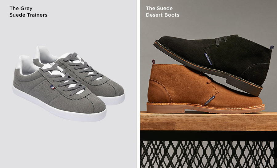 Grey Suede Trainers and Suede Desert Boots