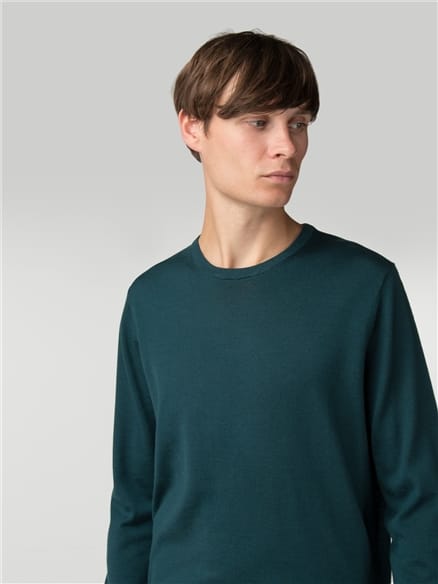 Green Merino Crew Neck Jumper