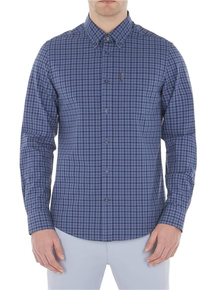 Washed Blue Long Sleeve House Gingham Shirt