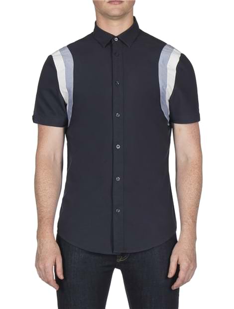 Short Sleeve Sports Panel Oxford Shirt