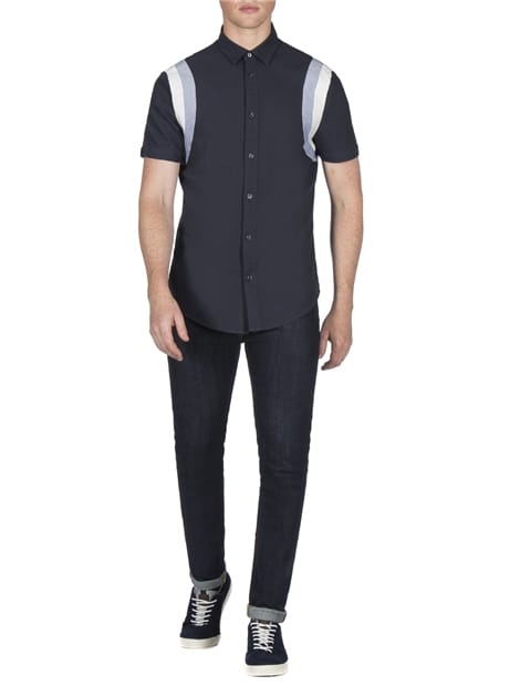 Short Sleeve Sports Panel Oxford Shirt