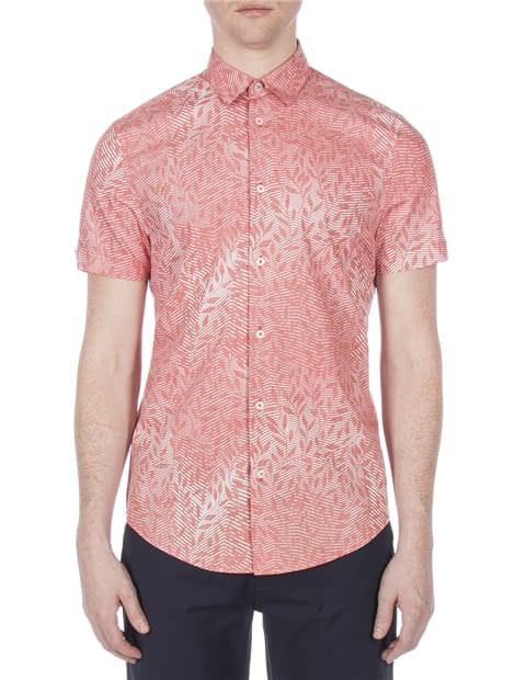 Short Sleeve Reverse Linear Floral Print Shirt