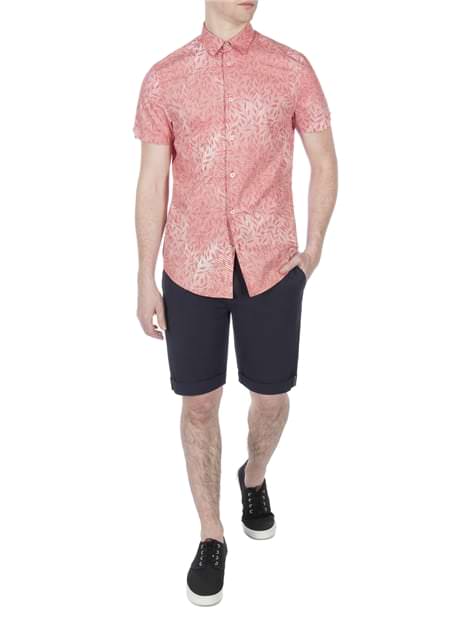 Short Sleeve Reverse Linear Floral Print Shirt