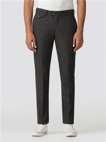 Grey Tapered Wool Trousers