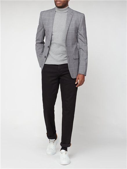 Men's Grey Windowpane Check Suit Jacket | Ben Sherman