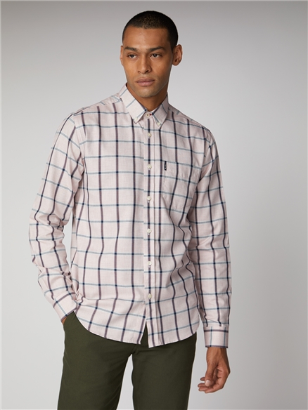 Mens Red Weave Windowpane Check Shirt | Ben Sherman | Est 1963