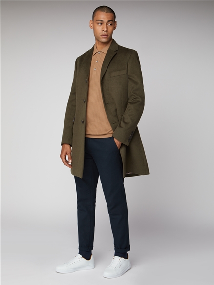 Olive green wool coat mens on sale