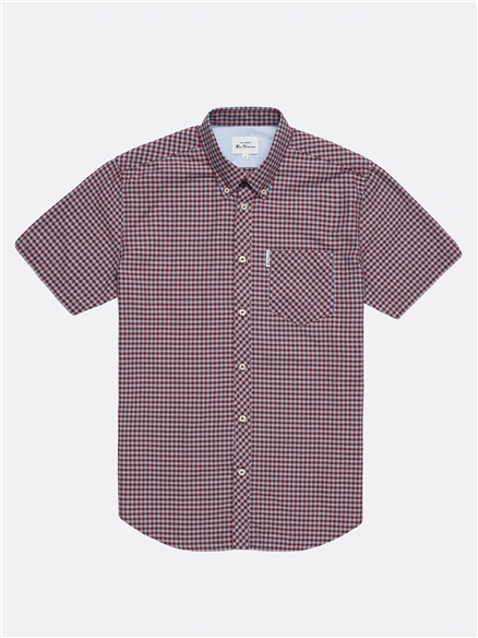 Signature Short Sleeve Gingham Shirt - Claret