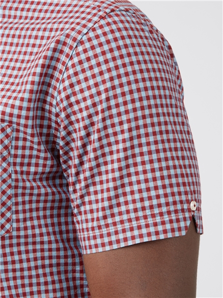 Signature Short Sleeve Gingham Shirt - Claret