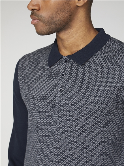 Jacquard Long Sleeve Knitted Polo Shirt | Ben Sherman | Est 1963