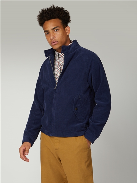 Navy Blue Cord Harrington Jacket