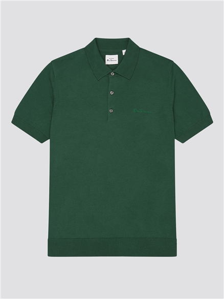 Signature Knitted Polo Shirt - Trekking Green