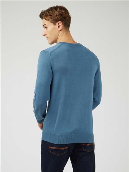 Signature Knitted Crew Neck - Blue Shadow