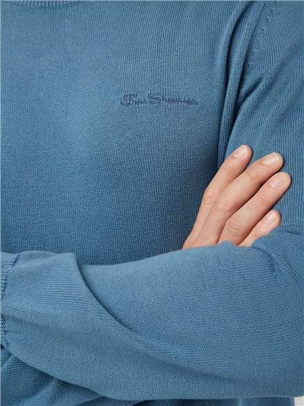 Signature Knitted Crew Neck - Blue Shadow