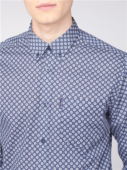 Long Sleeve Geometric Circle Print Shirt