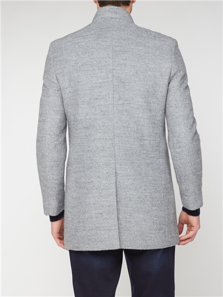 Grey Funnel Neck Car Coat