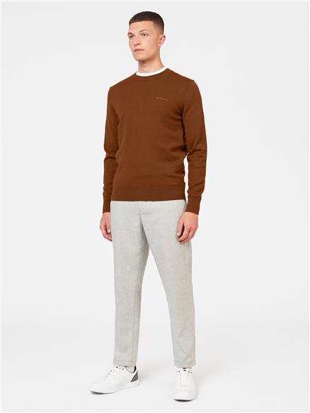 Signature Merino Crew Neck Jumper - Utility Brown