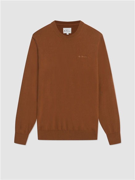 Signature Merino Crew Neck Jumper - Utility Brown