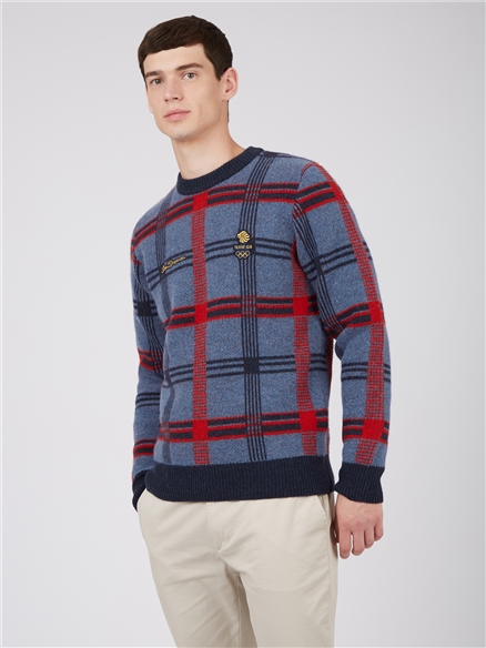 Team GB Men's House Check Crew Neck Jumper