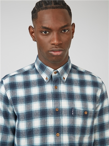 Brushed Ombre Check Shirt - Midnight - Ben Sherman UK