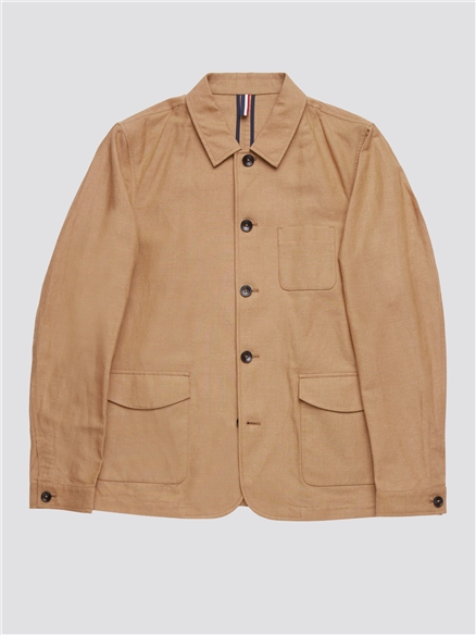 Brown Linen Blend Chore Suit