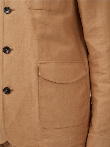 Brown Linen Blend Chore Suit