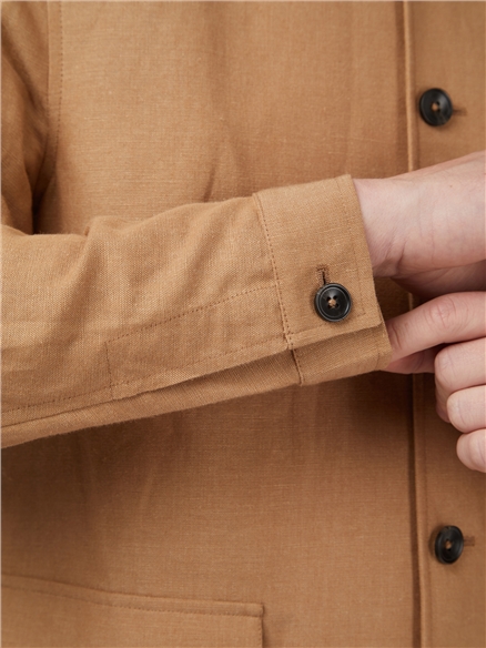 Brown Linen Blend Chore Suit