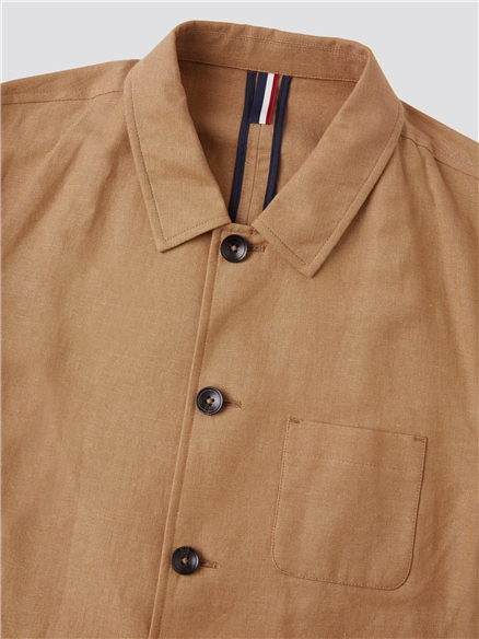 Brown Linen Blend Chore Suit