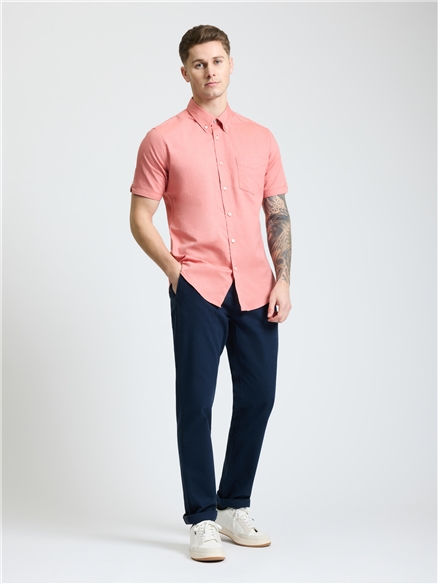Short Sleeve Oxford Shirt in Cerise
