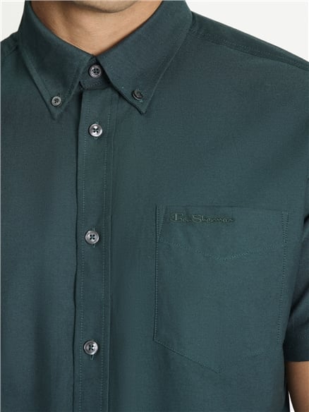 Short Sleeve Oxford Shirt in Dark Green