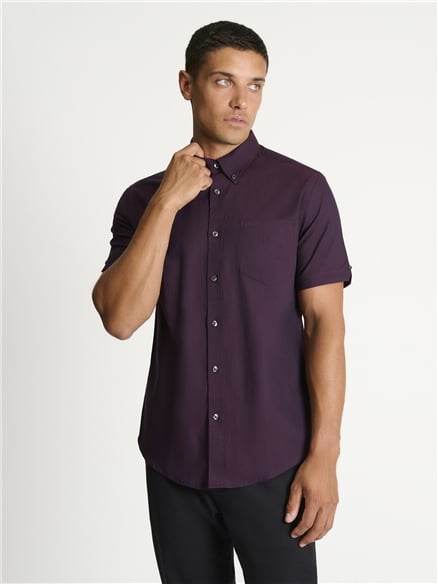 Short Sleeve Oxford Shirt in Dark Wine