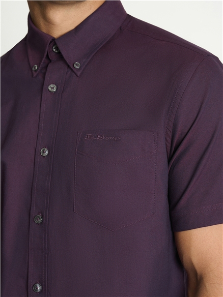 Short Sleeve Oxford Shirt in Dark Wine