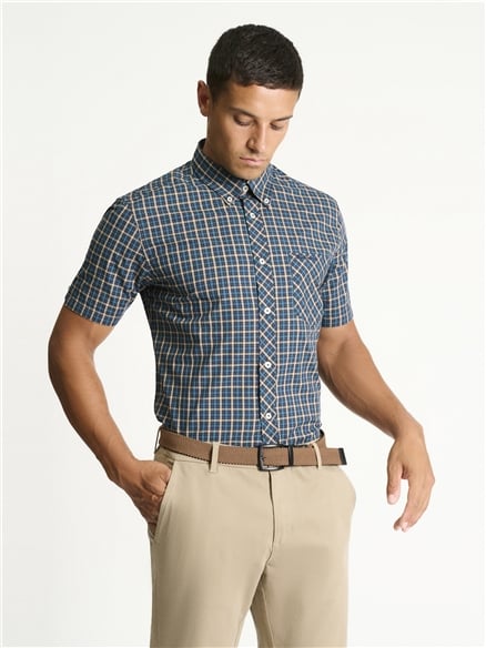 Short Sleeve House Check Shirt in Teal