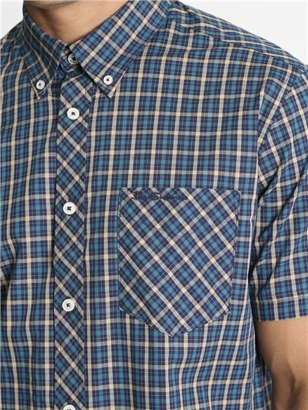 Short Sleeve House Check Shirt in Teal