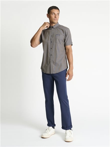 Short Sleeve Gingham Shirt in Bronze
