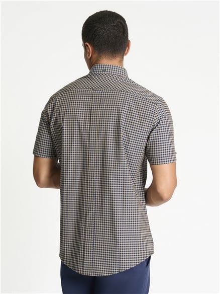 Short Sleeve Gingham Shirt in Bronze