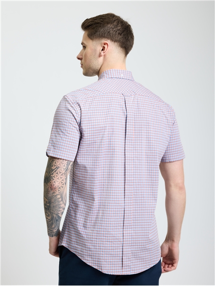 Short Sleeve Gingham Shirt in Light Pink