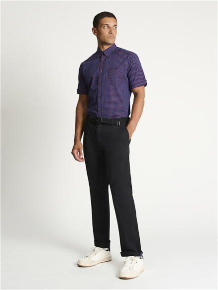 Short Sleeve Gingham Shirt in Red