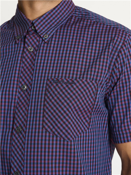 Short Sleeve Gingham Shirt in Red