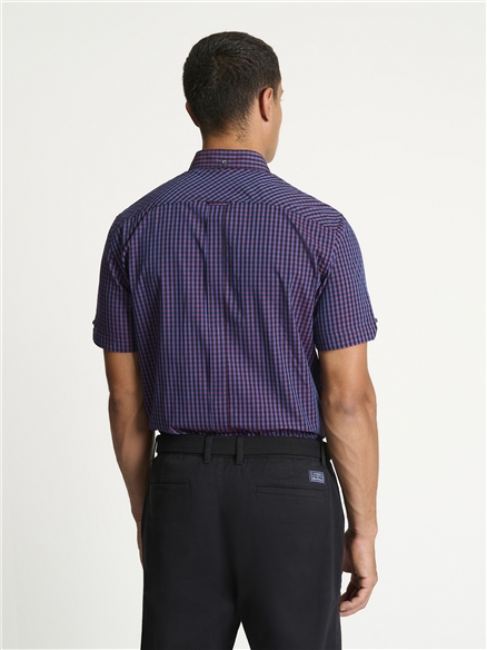 Short Sleeve Gingham Shirt in Red
