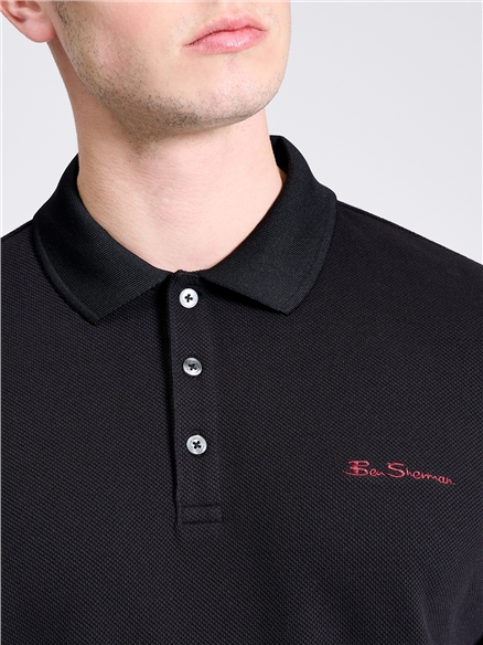 Stripe Cuff Polo in Black