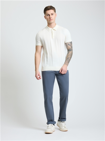 Short Sleeve Textured Polo in Ivory