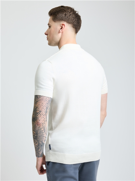 Short Sleeve Textured Polo in Ivory
