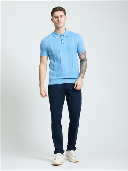 Short Sleeve Textured Polo in Glacier