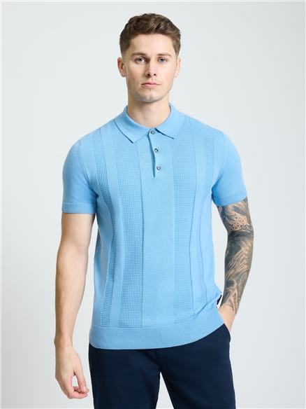 Short Sleeve Textured Polo in Glacier