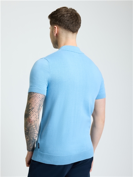 Short Sleeve Textured Polo in Glacier