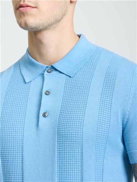 Short Sleeve Textured Polo in Glacier