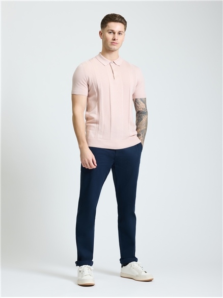 Short Sleeve Textured Polo in Blush Pink
