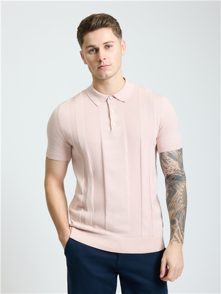 Short Sleeve Textured Polo in Blush Pink