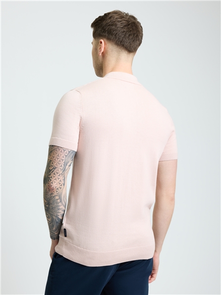 Short Sleeve Textured Polo in Blush Pink